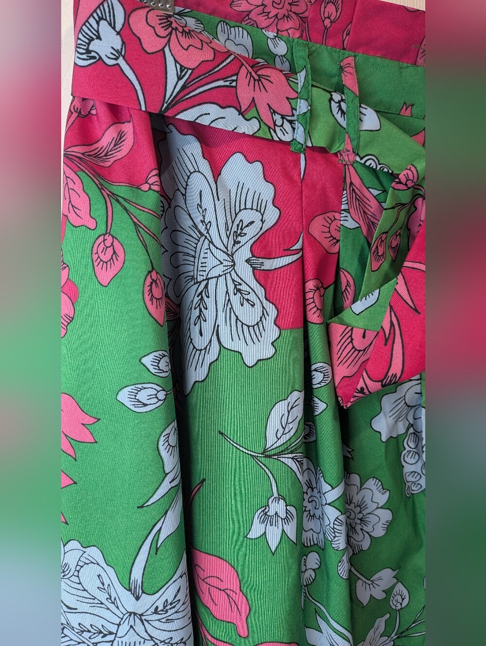 True Destiny Floral Tie-Waist Midi Skirt in Green - Picture 3 of 5